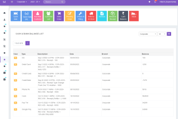 Cash / Bank / Wallet balance ledger